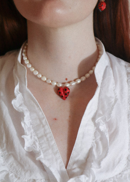 love Bug Pearl Necklace